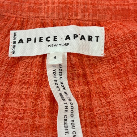 APIECE APART Los Altos Ruffled Cotton Voile Blouse Orange Small Cottage Core - Picture 5 of 12